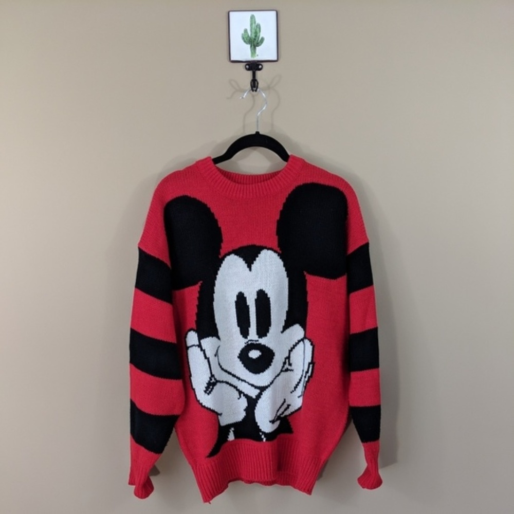 Vintage Mickey Mouse Striped Sweater - Medium